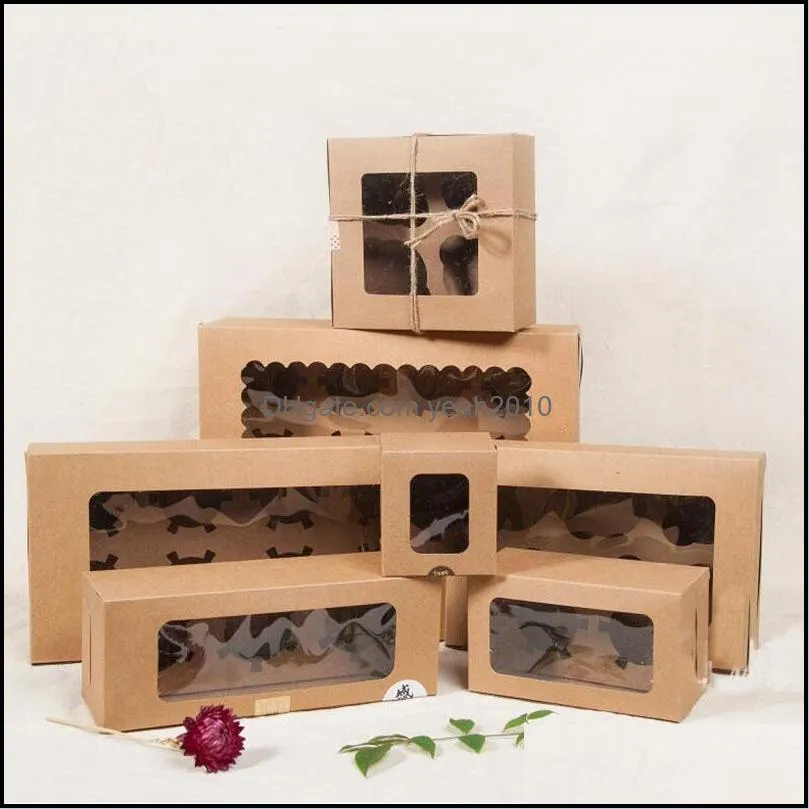 Gift Wrap Large Brown Muffin Packaging 6 Cupcake Boxes 8,Kraft Paper Cake Box With Pvc Window, 4 Packing Craft