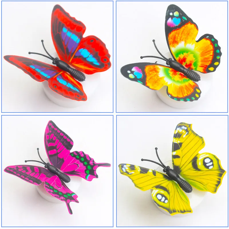 LED 3D Butterfly Wall Stickers Night Light Lamp Glowing Decals Sticker House Decoration Home Party Desk Decor