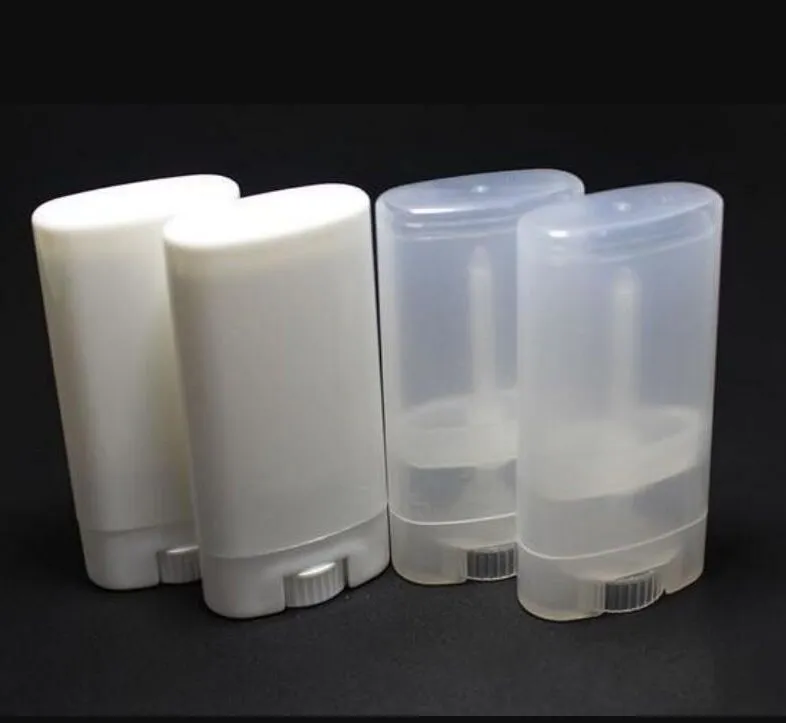 Portable DIY 15ml Plastic Empty Oval Lip Balm Tubes Deodorant Containers Clear White Lipstick Fashion Cool