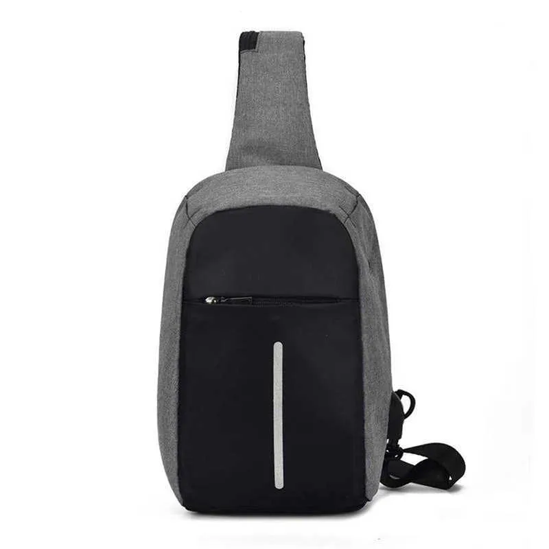 Externo USB Charge Anti roubo Único bolsa de ombro homens mulheres esportes mochila viajar sacos de escola de ensino impermeável y0721