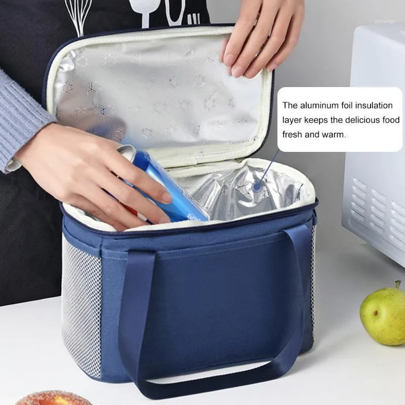 Värmeisolerad Lunchväska Isolering Återanvändbar Nylon Box Organizer Läckerskyddad Måltid Prep Tote Cooler Storage Väskor