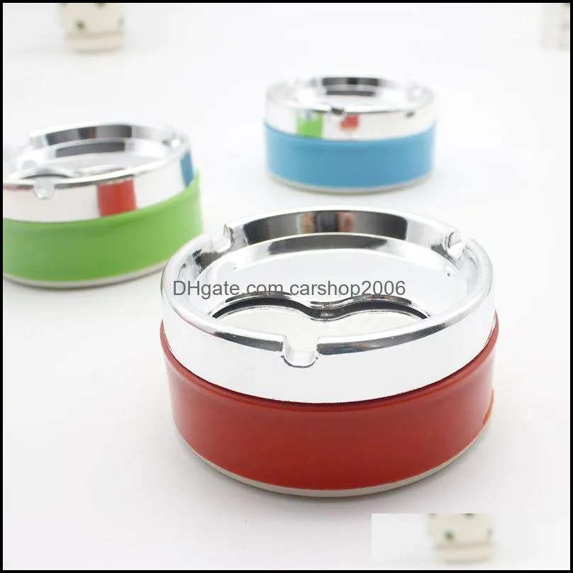 Large Capacity Colorful Ashtrays Promotion Gift Plastic Round Ashtray With Cover Home Office Coffee Shop Bar Cigarette Ashtray HWE9030