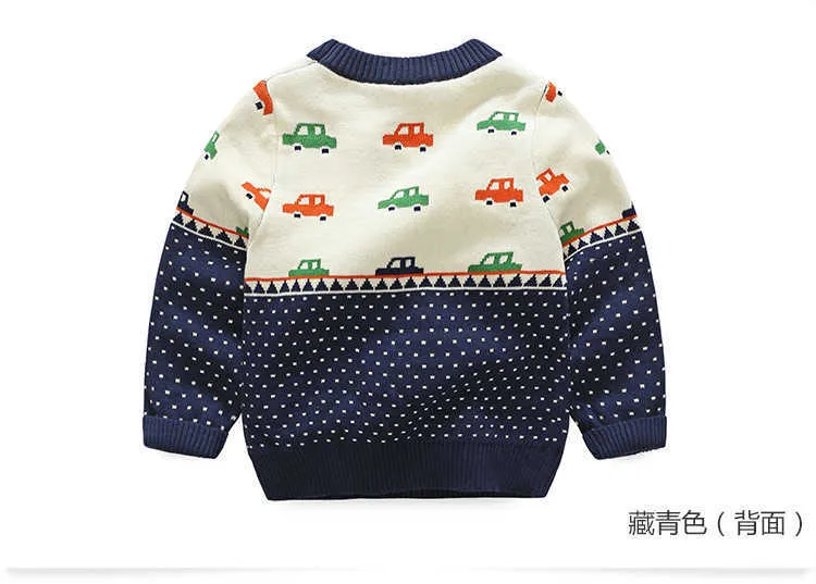  Spring Autumn Winter 2-10 Years Gift O-Neck Knitted School Color Patchwork Cartoon Car Baby Kids Boys Christmas Sweaters (10)