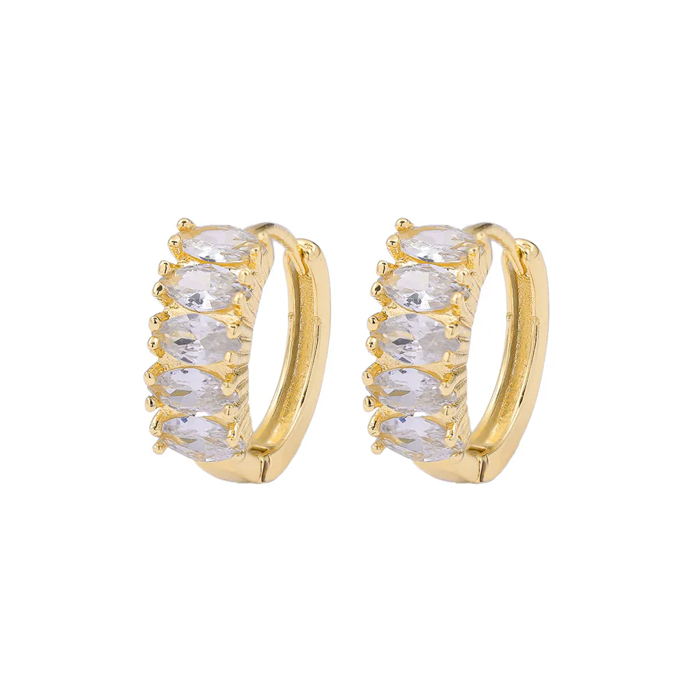 Orecchino a cerchio piccolo in cristallo rotondo geometrico alla moda per donna Orecchini Huggie in zircone CZ semplice alla moda Regalo femminile per gioielli da festa