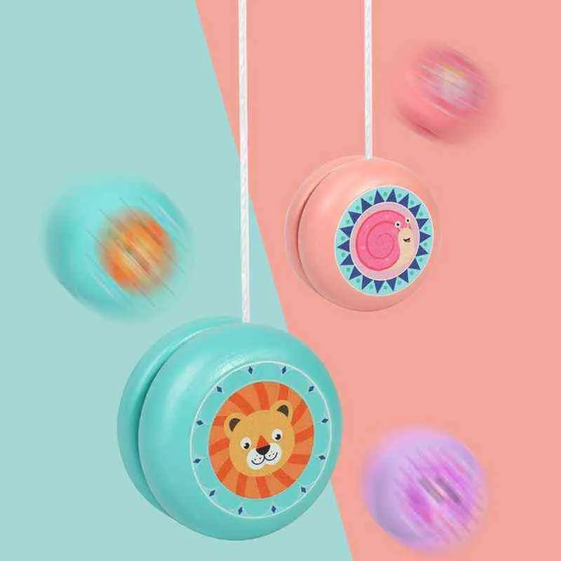 Древесина YO YOS Игрушки Игрушки Животные Шаблон yoyo Шариковая Нить Контроль Для День Рождения Карнавал Детские Детские Призы Подарок G1125