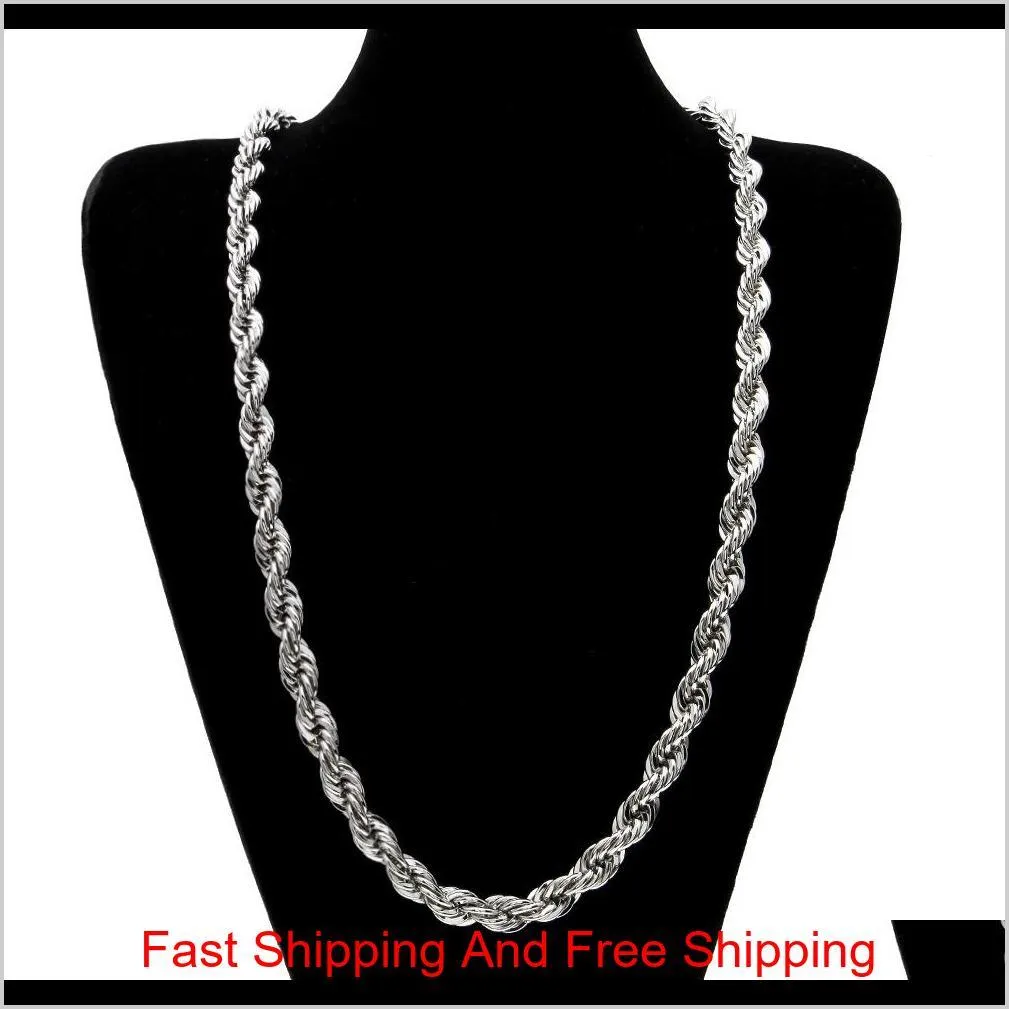 10mm thick 76cm long rope twisted chain 24k gold plated hip hop twisted heavy necklace for mens