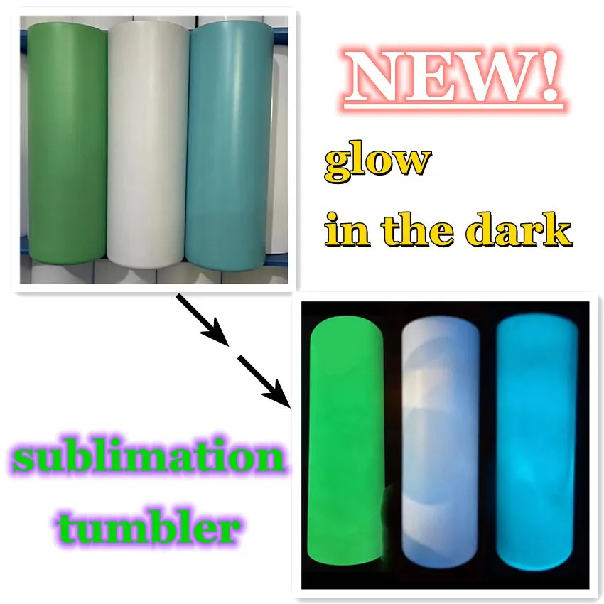 NEW!20oz Sublimation luminous-paint straight tumblers glowing in the dark stainless steel water bottles coffee mugs double insulated cup