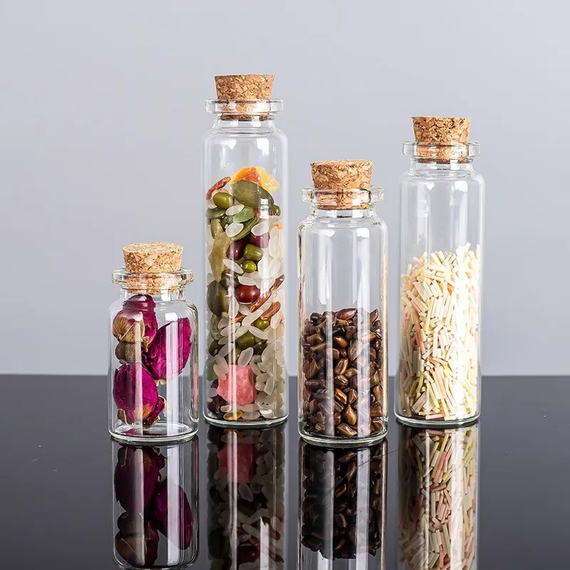 Mini Botellas De Cristal Verde Vintage Con Corchos Formas | Envío Gratis