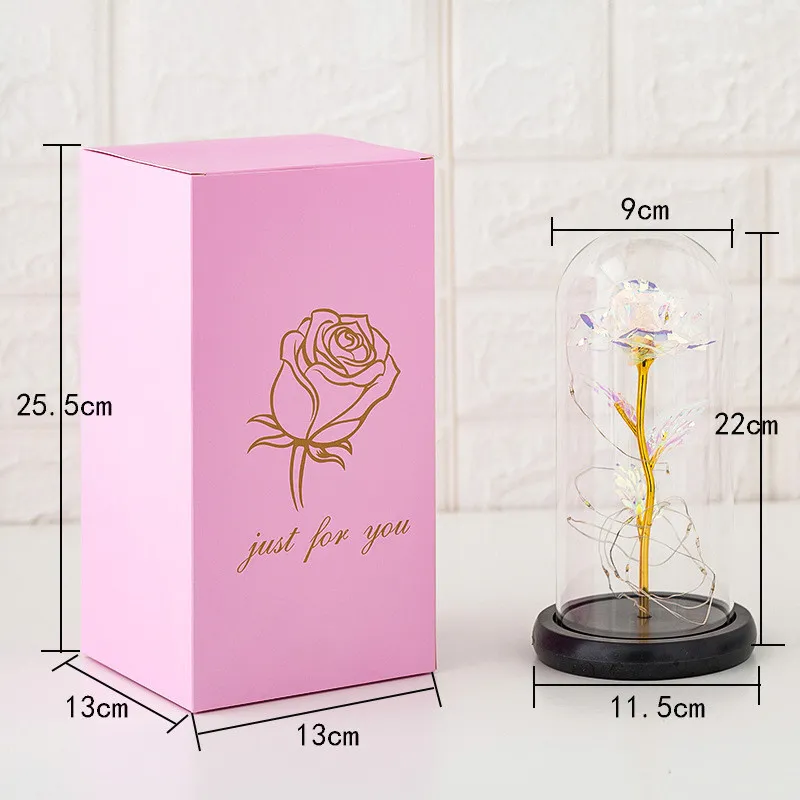 eternal rose with light LED flash lights with luminum foil rose valentine day happy mother`s day birthday gift