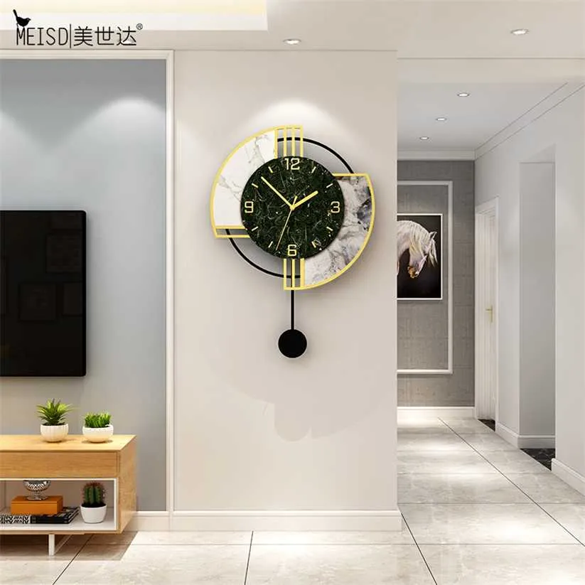 MEISD Acryl Wandklok Moderne Design Decor Horloge Creatieve Dubbele Naalden Woondecoratie Horloge Murale 220115