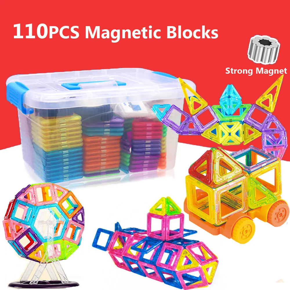 Beste 110 Stks DIY Designer Construction Set Magneti Bouwstenen 3D Model Monteer Bricks Magneet Speelgoed voor kinderen Geschenken