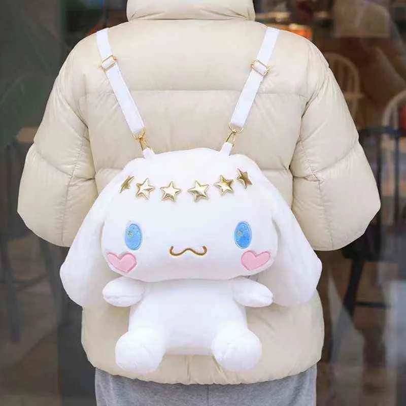 2021 novas mulheres mochila de pelúcia kawaii anime anime grande ouvido cão pequeno diabo meninas mochila saco presente para meninas bolsa de ombro de pelúcia