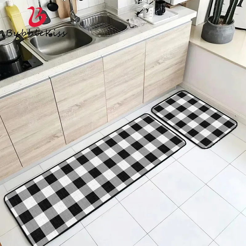 Borbulha Beijo Tapetes de Cozinha Nordic Moda Preto Branco Manta Tapete Tapetes Não-Slip para Quarto Personalizar Piso Hallway Tapete 210301