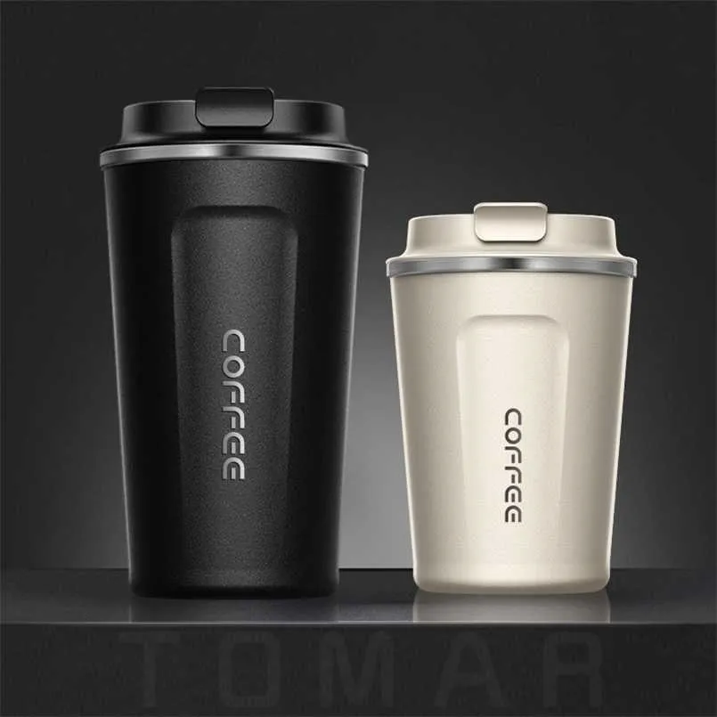 Rostfritt stål Kaffe Koppar Biltermos Travel Thermal Flask Cup Travel Mug Cute Tumbler 211109