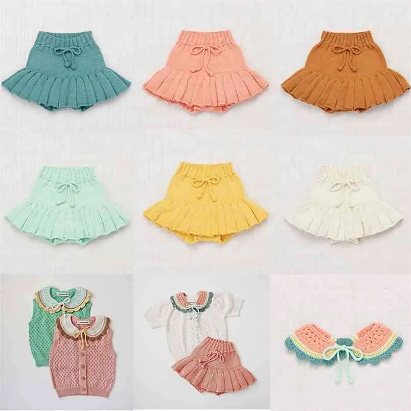 Misha and Puff Spring Summer Arrivals Kids Girls Knit Skirts Lovely Hand Made Skirt Clothe 210619