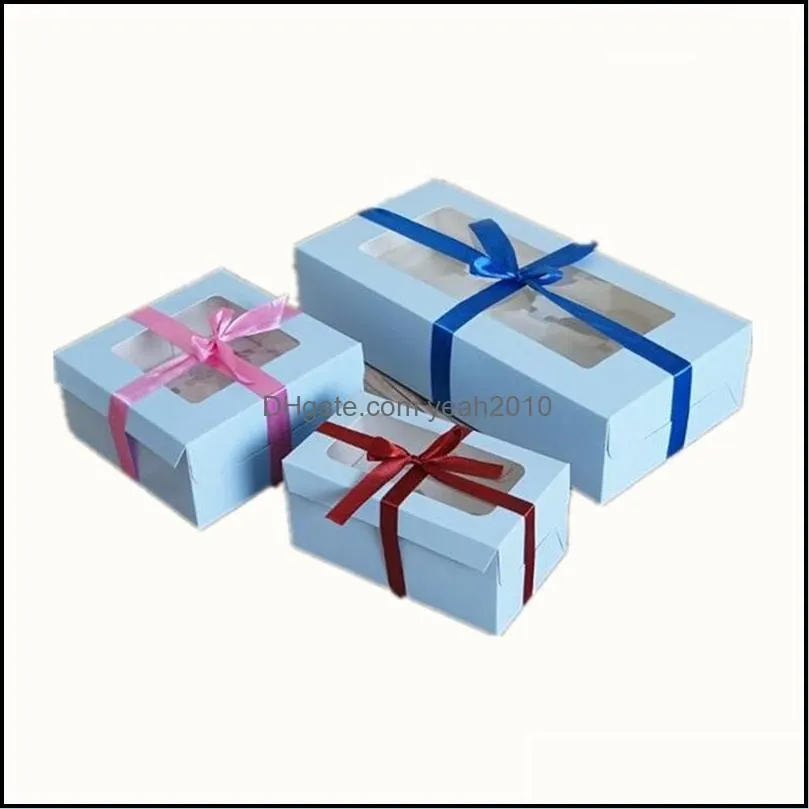 Cadeau evenement feestelijke feestbenodigdheden thuis tuingift wrap grote bruine muffin verpakking 6 cupcake dozen 8, kraft papieren cakebox met pvc raam