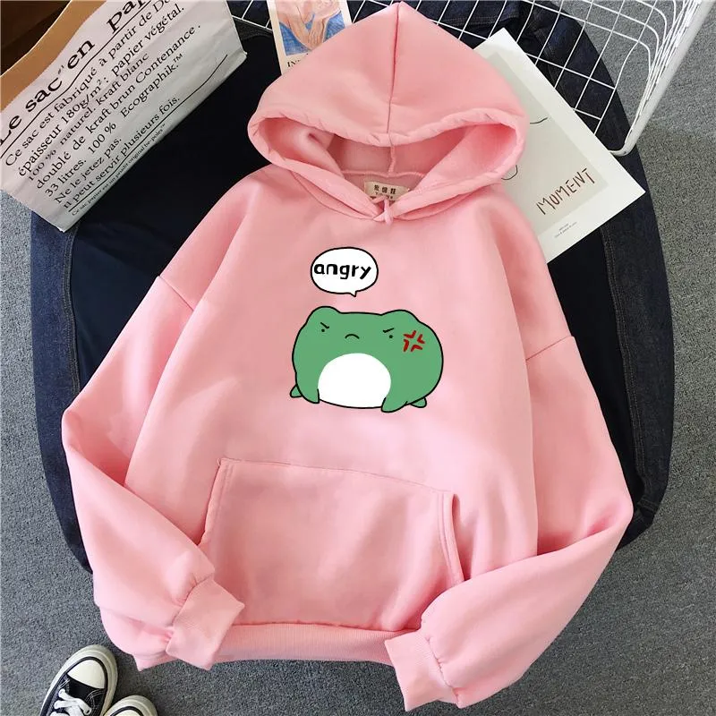 Women's Hoodies & Sweatshirts Angry Frog Winter Oversized Sweatshirt Fashion Clothes For Teens Casual Cartoon Plus Size Harajuku Wram Unisex