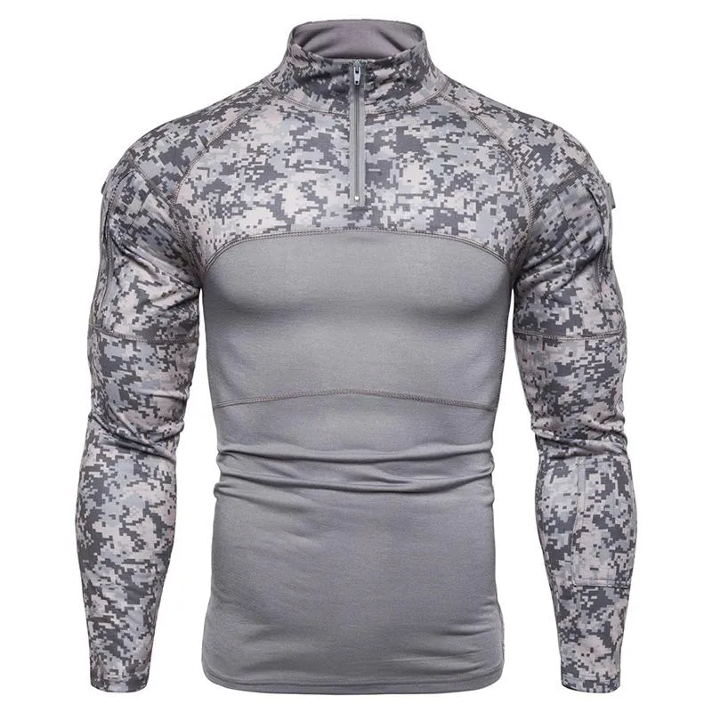 T-shirts hommes hommes t-shirt camouflage tactique t-shirt vêtements combat assaut à manches longues serré armée costume