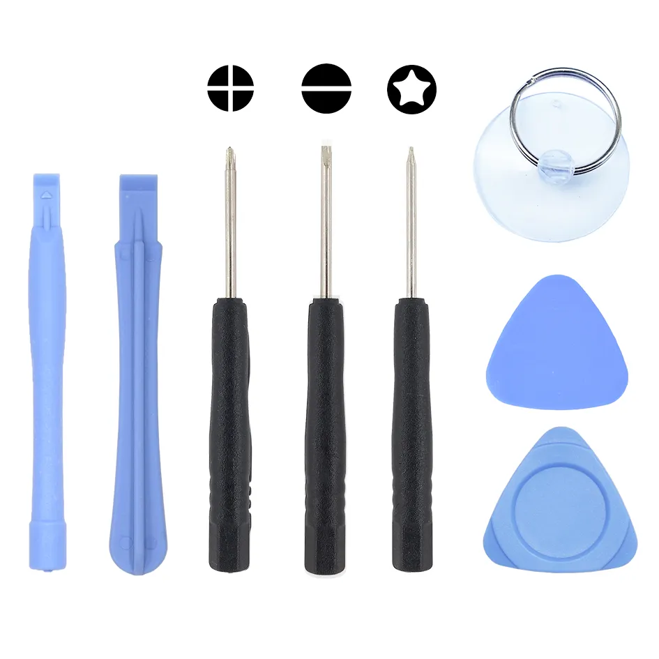 8 i 1 Reparation Pry Opening Tools Kit med 5 Point Star Pentalobe Skruvmejsel för iPhone 4G 4S 5G 5S 3G 6 6Plus 6s 300sets / parti