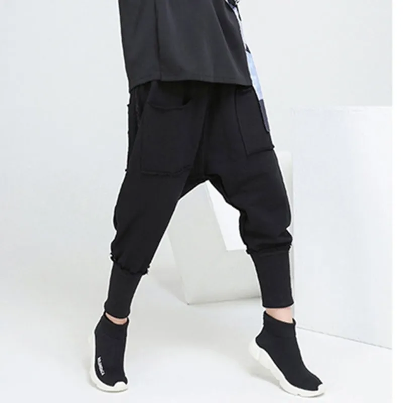 Весна и летняя мода повседневные свободные гарем брюки личности хип-хоп улица BF стиль спорт полосатый 210615