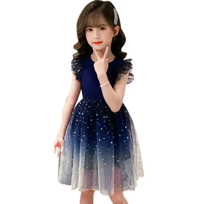 Girl's Dresses For Girls Summer Pricness Dress Kids Star Pattern Teenage Clothes