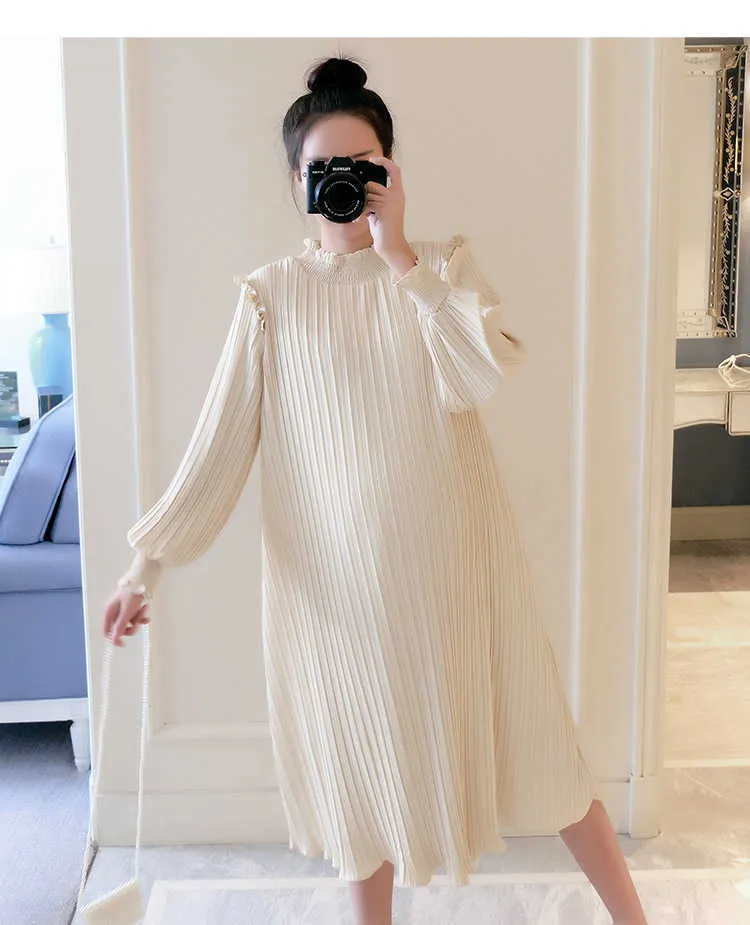 New Spring Maternity Dresses Fashion Chiffon Pleated Long Pregnancy Dress 2020 Casual Loose Maternity Clothes For Pregnant Women (10)