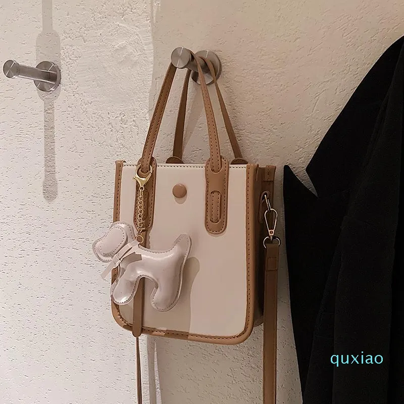 Evening Bags Fashion Design Luxury Handbags Solid Color Women Small Shoulder Dog Pendant Pu Leather Female Square Clutch Purses