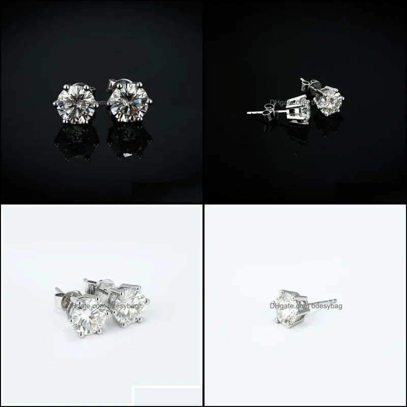 Classic 925 silver Moissanite 6 Romantic Luxurious earrings Valentine`s Day Anniversary gift