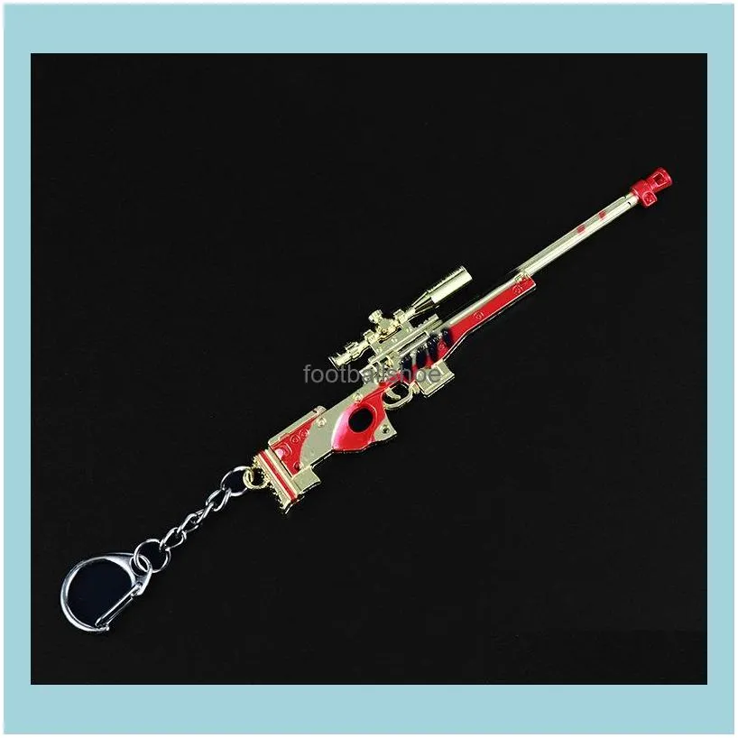 12cm High Quality Game Keychains PUBG Metal Mini Gun Weapon Model Keychain Creativity Sniper Rifle Car Key Rings Jewelry Accessories