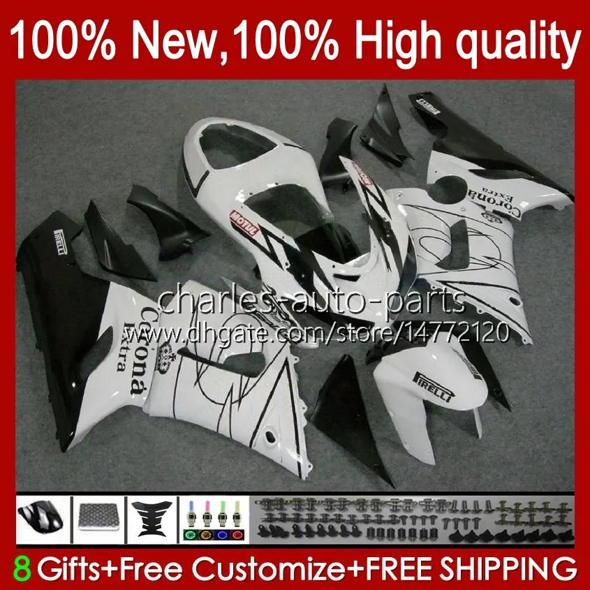 Full Fairings för Kawasaki Ninja ZX600C ZX-600 ZX 6R 600c 6 R ZX636 05-06 Bodywork 7NO.38 ZX-636 600 CC ZX6R 05 06 ZX600 ZX 636 ZX-6R 2005 2006 OEM Bodys Kit Vit Glansig