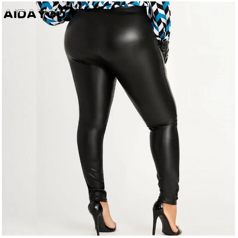 Stretchy Double Layered Faux Leather Plus Size Leather Leggings For Women Plus  Size 4XL, Matt Black Color, Big And Comfortable From Luo02, $12.81