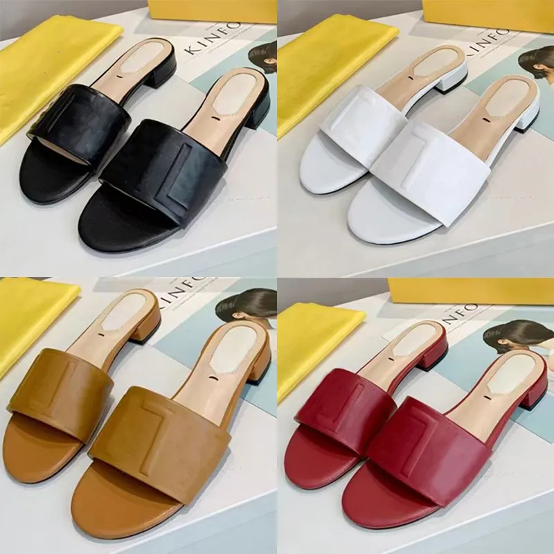 2021 Black Leather Slides Women Designer Sandals Top Quality Lettering Calfskin 25 mm Flats Slipper Flip Flops Summer Beach Shoes NO271