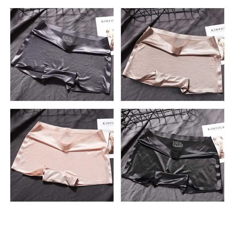 Sexy Ice Silk Boxer High Waist Panties For Women Nylon Boyshorts