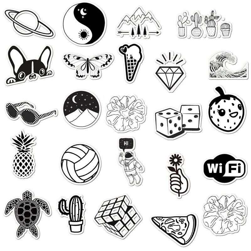 White Black Stickers, Buy Luggage Skateboard Bumper Stickers Decals with  Cheap Price