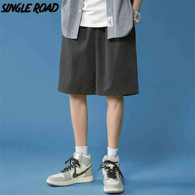 Single Road Mens Shorts Summer Solid Court Harajuku Hip Hop Japonais Streetwear Pantalon Homme Noir Casual pour 210629