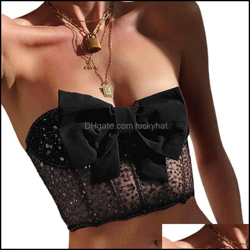 Belts Elegant Sexy Woman Corset Street Style Crop Top Bra Short Tank Cami Female Bowknot Bustier Underwear