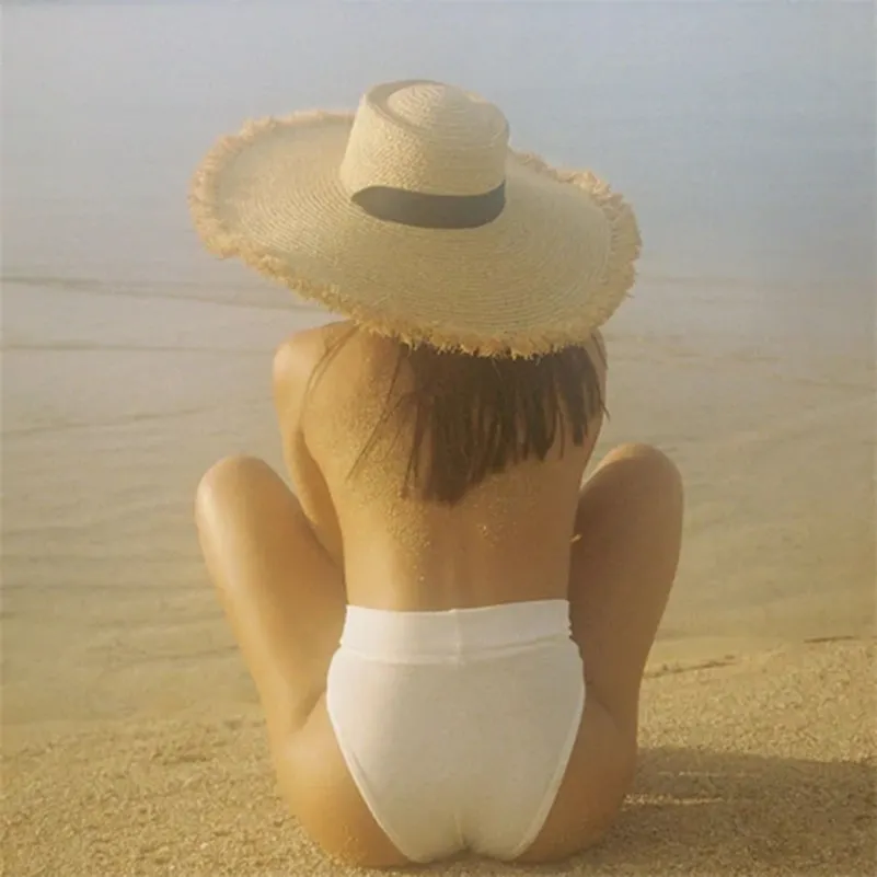Haste de praia de ráfia de fita longa para decoração de pára-brisa feminino chapéu de palha de verão gota por atacado 220312