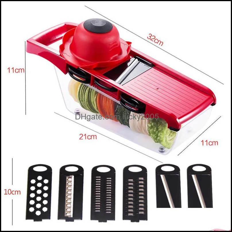 Christmas party mandolin slicer vegetable knife and tool stainless steel blade kitchen fruit manual potato peeler carrot shredder dicing machine six