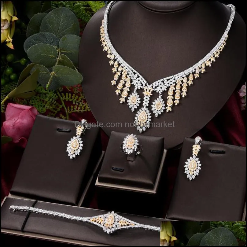 Earrings & Necklace Missvikki Luxury Gorgeous Big Jewelry Set Women Wedding Sparkly Engagement High Quality