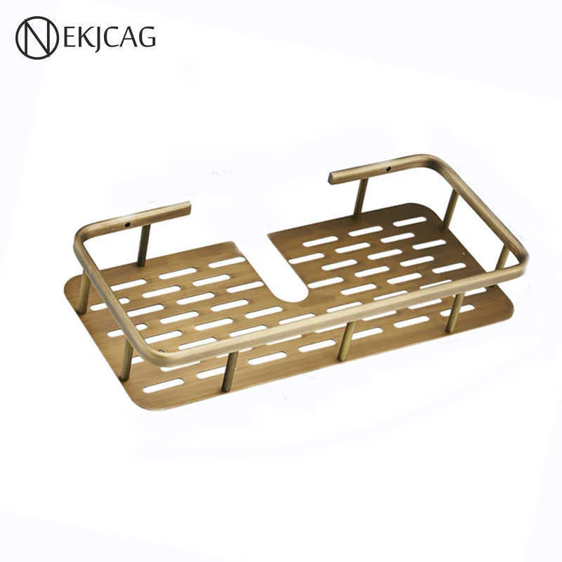 Antique brass shelf for bathroom shower faucet set Shelves Soap shelf Shampoo rack 210724