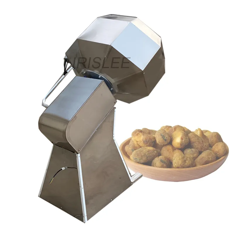 Trumma stekt mat potatis chips snacks kryddor maskin en åttkantig jordnötsmakande beläggningsmaskin