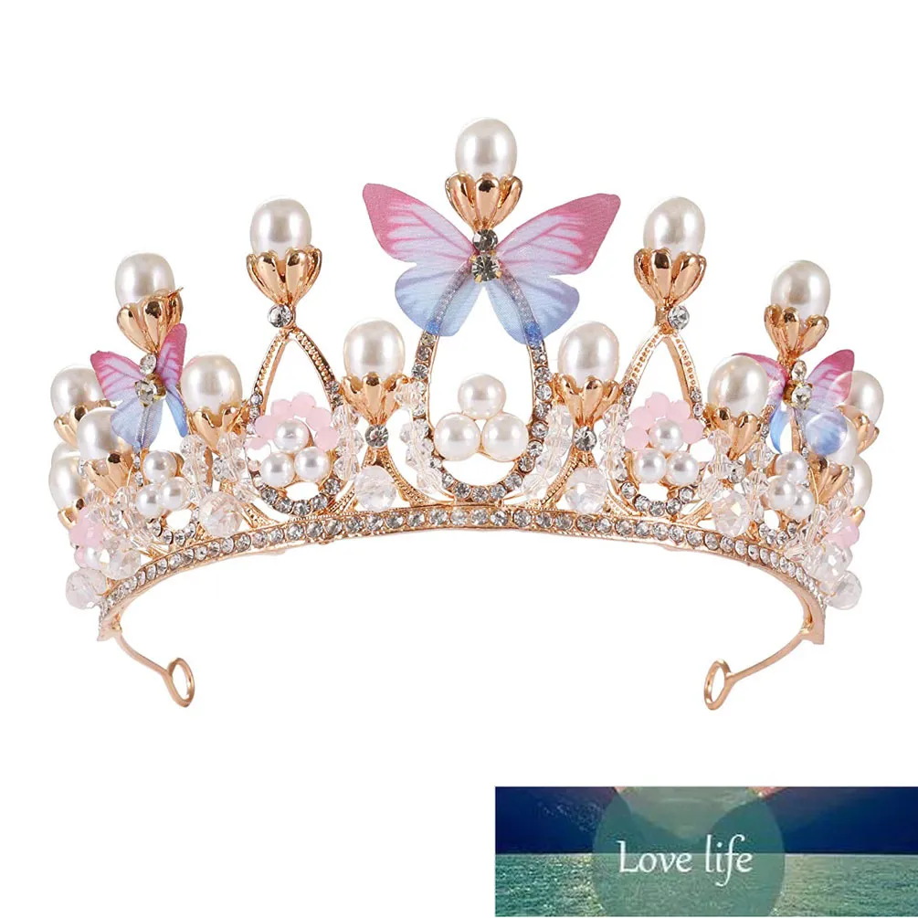 Pearl Crystal Princess Crown Handgjord Rhinestone Tiara For Girls Födelsedag Modell Catwalk Mode Barnhår Tillbehör Fabrikspris Expert Design Kvalitet