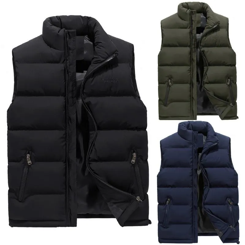 Mens Jacket Sleeveless Vest Winter Thermal Soft Parka Coats Cotton