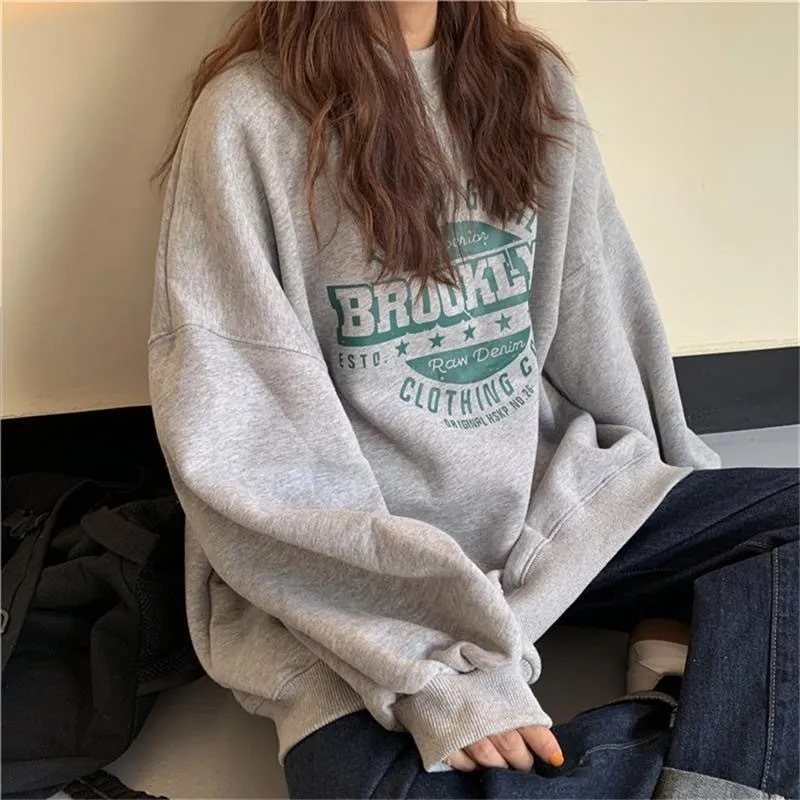 Thin Pullover Sweatshirt Fashion Autumn Designer Loose Crewneck Sweatshirt  Harajuku Hoodie Polerones Mujer Kpop Clothes 201112