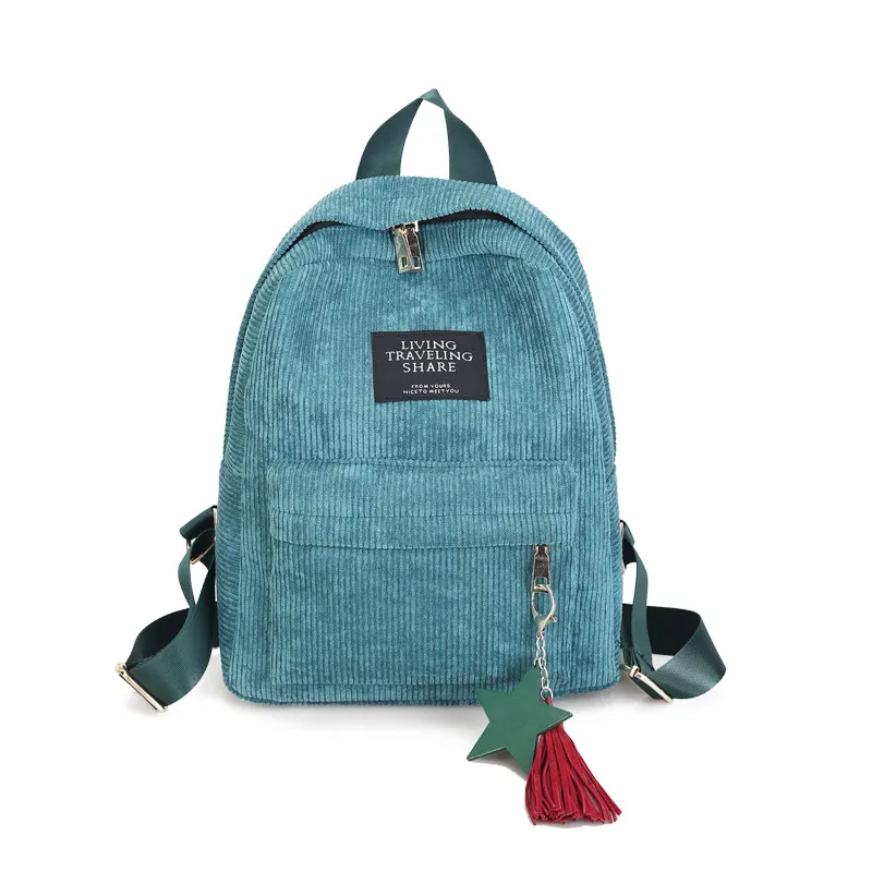 Kvinnor Mini Corduroy Eco Enkel Canvas Casual Small Travel Bags Ryggsäck