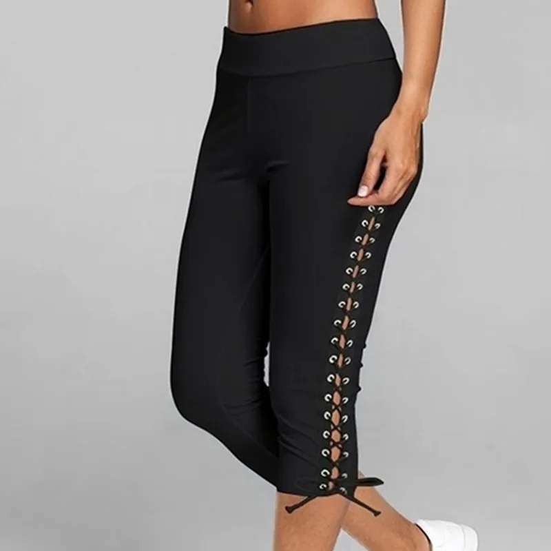 High Waist Seamless Bandage Capri Leggings For Women For Women Solid Color,  Elastic, And Sexy Perfect For Spring And Summer Casual Fitness Track Pants  XL Size Available From Bidalina, $8.77