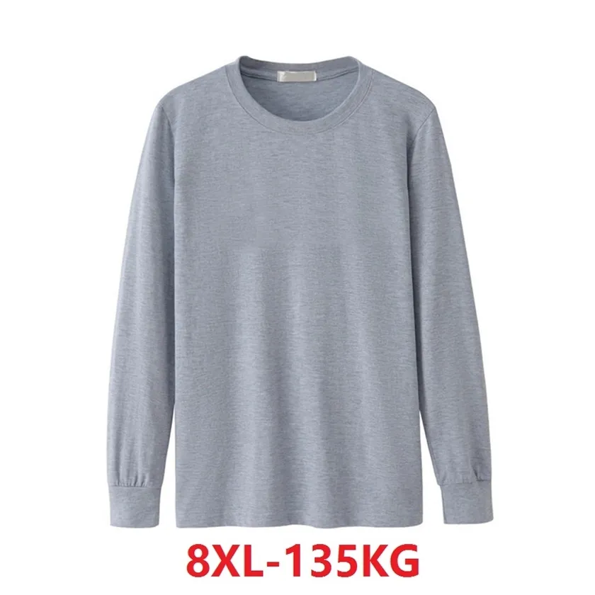 Heren Shirt Lange Mouwen Zomer Lente Herfst Grote Maat 5XL 6XL Casual T-shirt Katoen 7XL 8XL Home Groen Zwart 220214