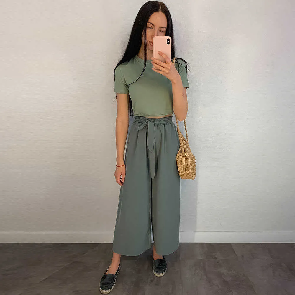 Stylish Yanueun Bow Ankle Length Loose Palazzo Pants With Top For  Spring/Summer High Waist Solid Wide Leg Palazzo Pants With Top 210721 From  Dou02, $14.83