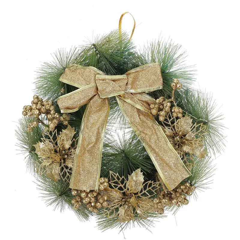 Dekoracyjne kwiaty wieńce 1PC Christmas Bowknot Circle Symulacja sosna dekoracja igła