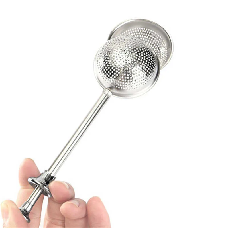 Coffee Tools Tea Strainer Ball Push Teas Infuser Loose Leaf Herbal Teaspoon Strainers Filter Diffuser Home Kitchen Bar Drinkware Stainless Steel